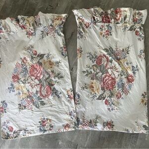 Ralph Lauren Vintage Dylan’s grove Floral Pillowcases in pink white w Ruffle